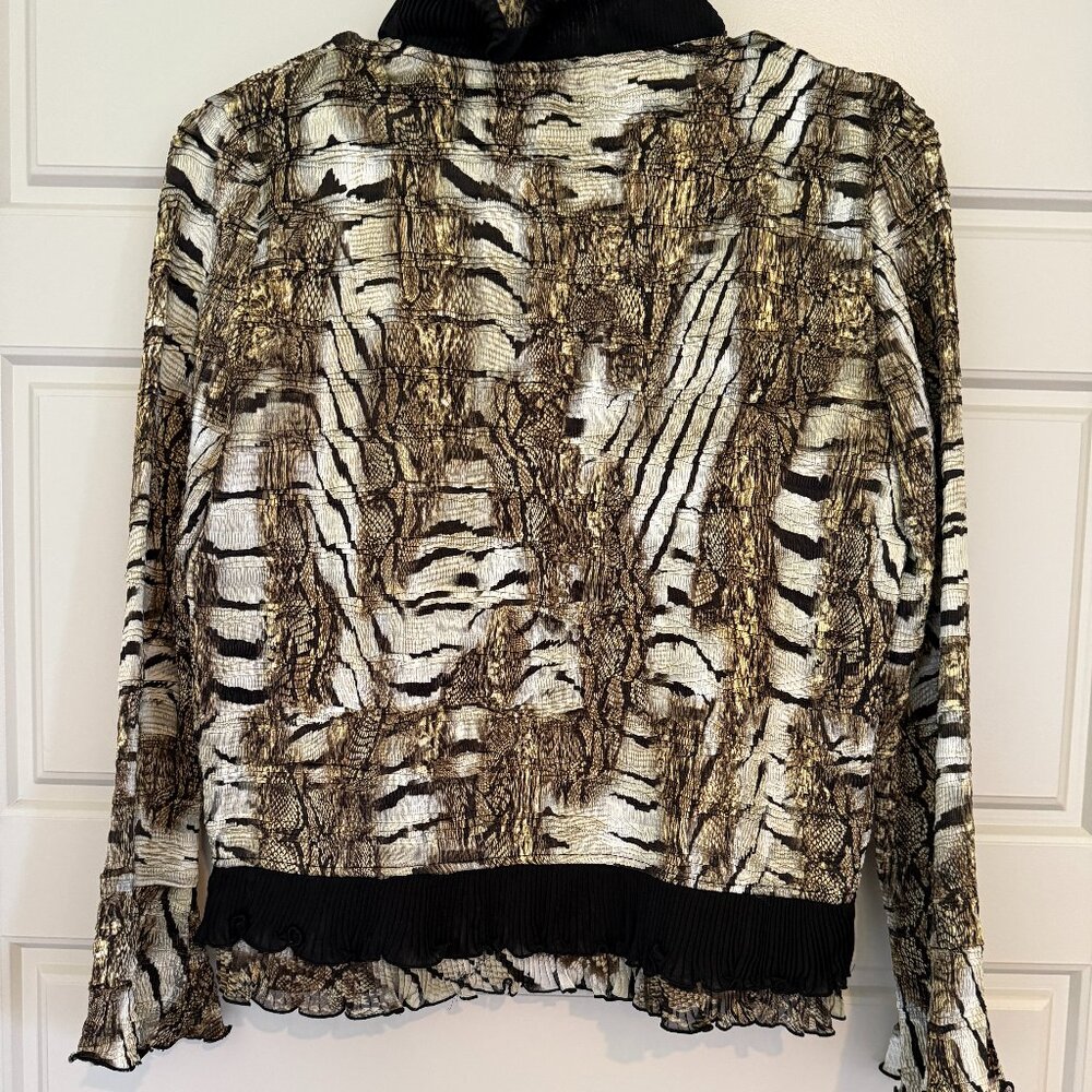 Stunning Alberto Makali Snake Print Ruffle & Appliqué Bolero Jacket and Top - Picture 2 of 9